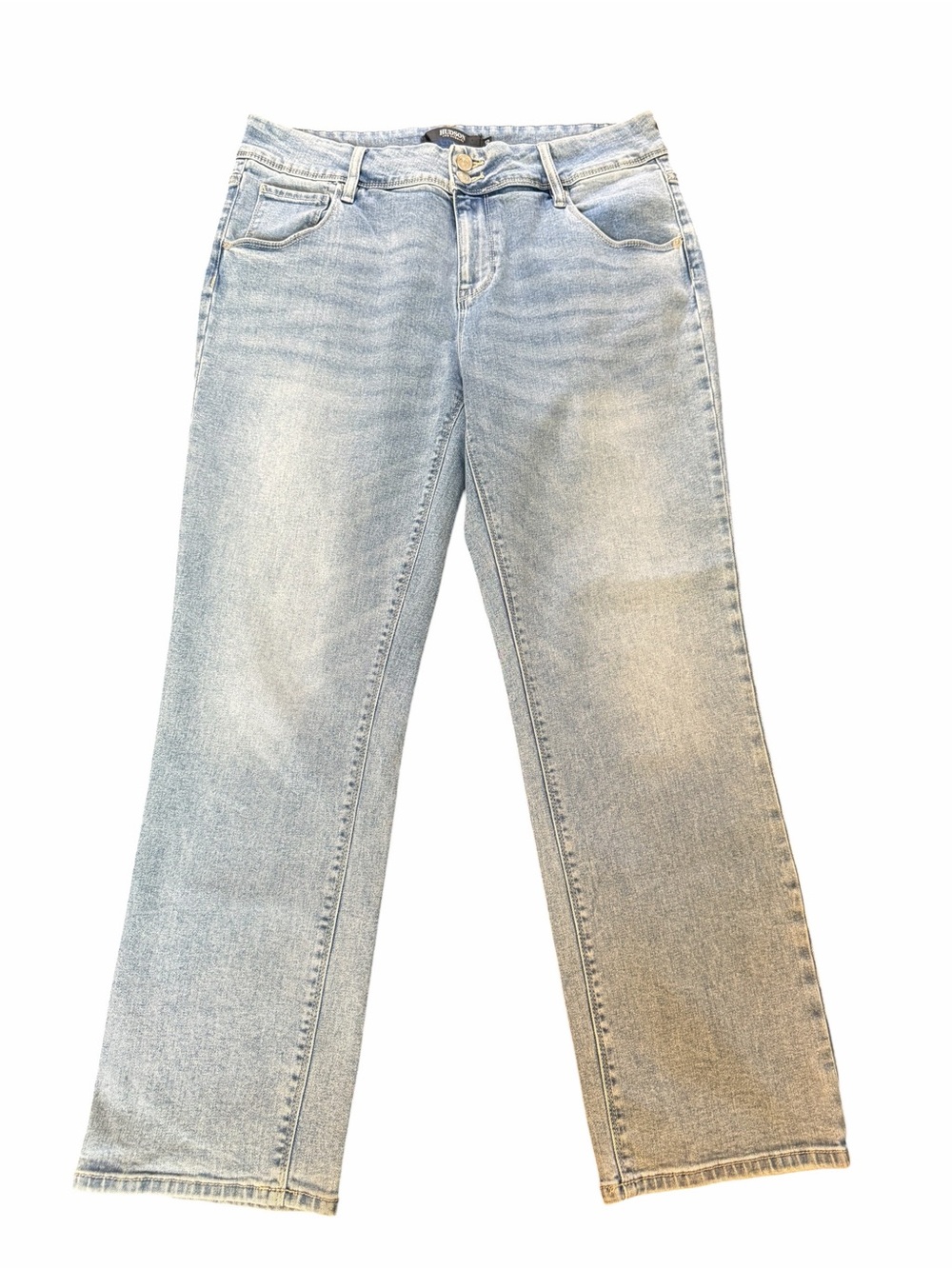 Hudson Jeans Women 12 Light Wash Straight Leg Flap Pocket Stretch Denim